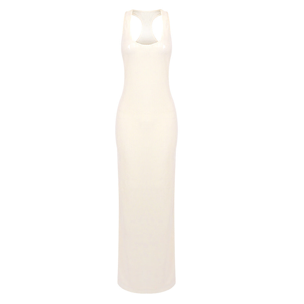 Damen figurbetontes Maxikleid mit Cut-Out-Details und raffinierten Trägern Drune