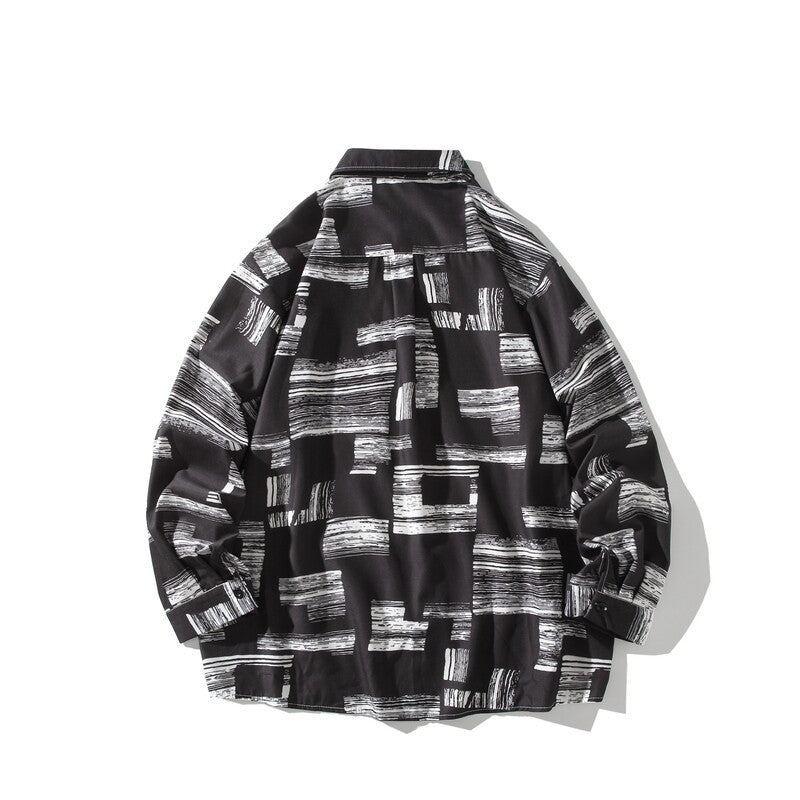 Herren Oversize Hemd mit grafischem Blockprint Drune