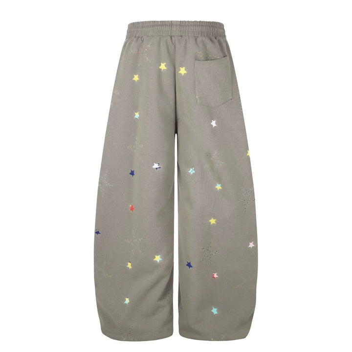 Damen Extraweite Palazzo-Capri-Sweathose mit Sternen-Print, Komfortbund und verstellbarem Saum Drune