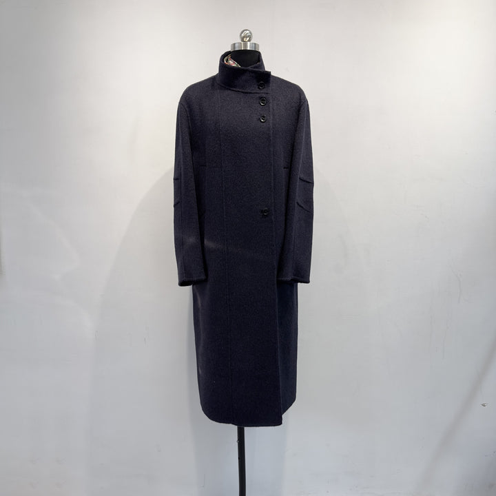 Damen maßgeschneiderter Longline-Wollmischmantel Drune