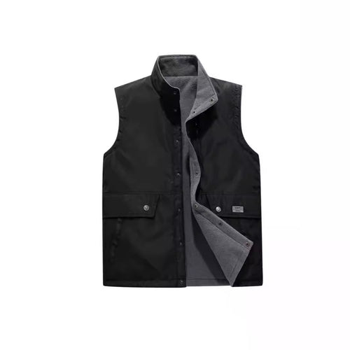 Herren Wind- und Wasserabweisende Utility-Weste mit Fleece-Innenfutter, Stehkragen und Multifachtaschen Drune