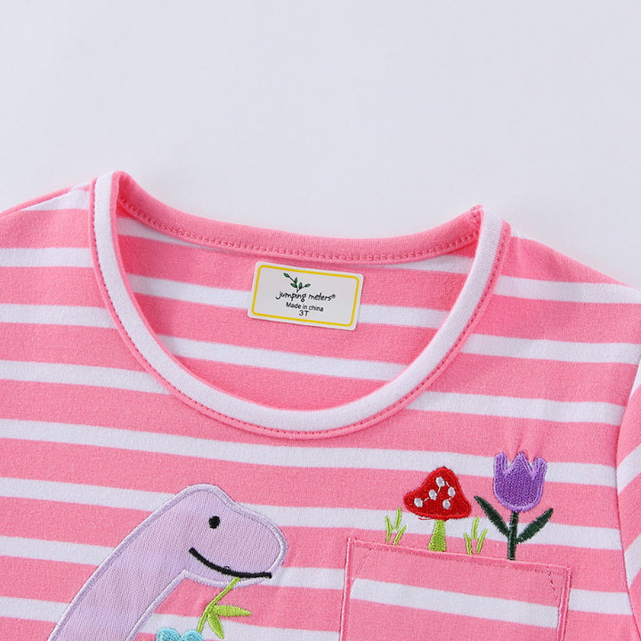 Mädchen Freizeitkleid mit verspieltem Dinosaurier-Motiv und Rüschensaum Drune