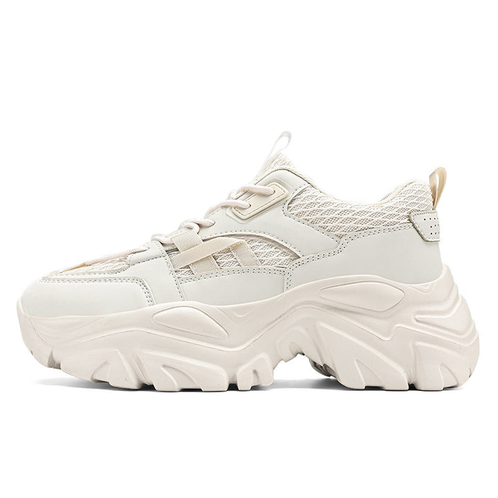 Damen Modische Plateau-Chunky-Sneaker mit strukturiertem Mesh-Overlayer und robuster Profilsohle Drune