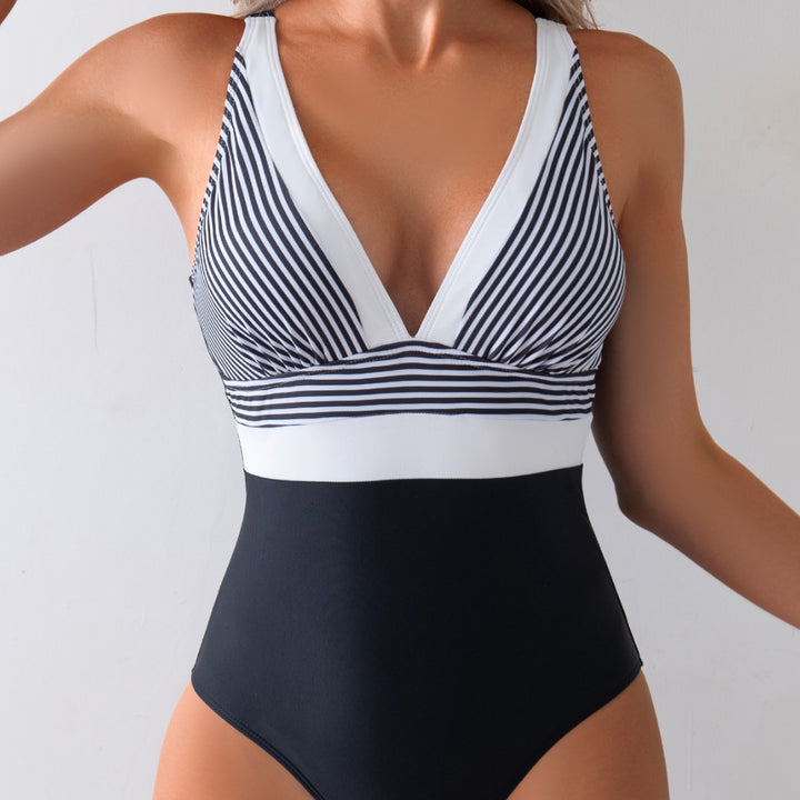 Damen Eleganter Badestrumpf mit tiefem V-Ausschnitt Drune