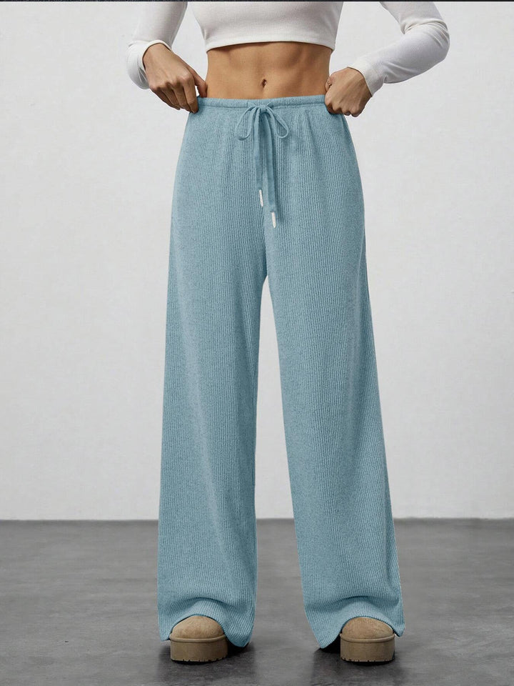 Damen Weit geschnittene Relax-Hose aus elastischem Strickmaterial mit Kordelzug Drune