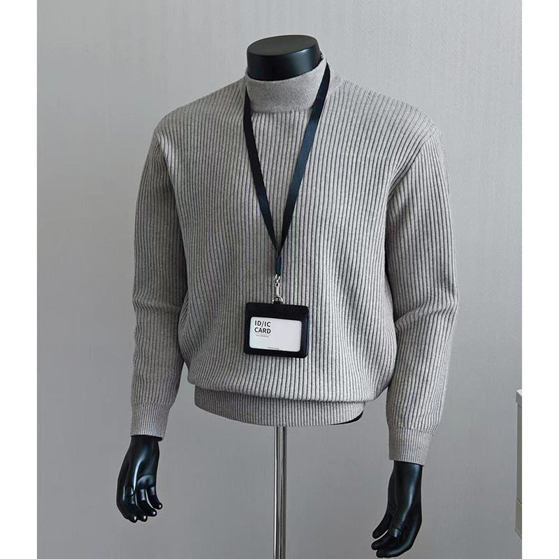 Herren Modischer Grobstrickpullover mit Stehkragen Drune