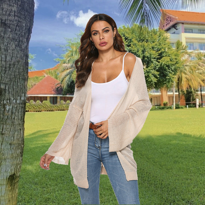 Damen Langer Strickcardigan mit weitem Schnitt und offenem Design Drune