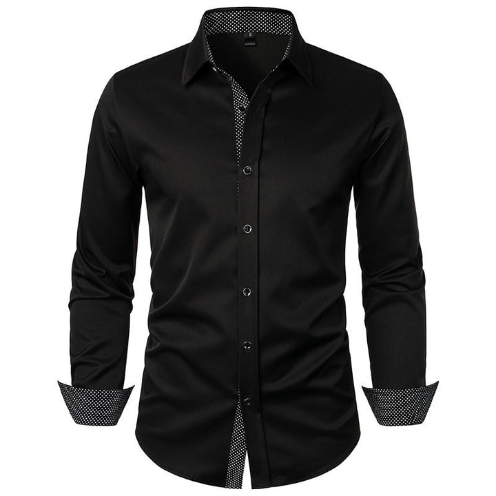 Herren Maßgeschneiderte Formelle Button-Up Hemd mit Kontrast Manschetten Details Drune