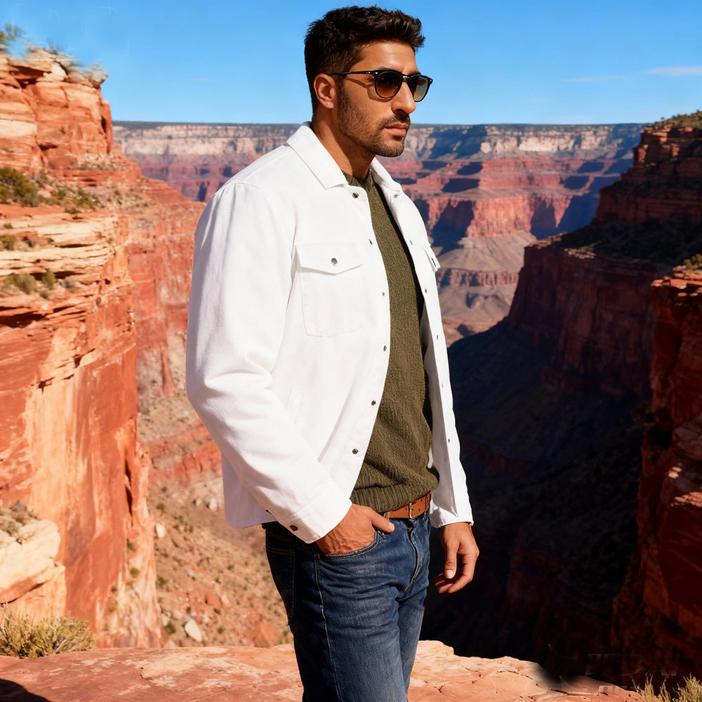 Herren Kordhemdjacke im Westernstil mit aufgesetzten Brusttaschen Drune