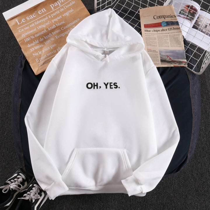 Damen nan Kapuzenpullover mit weichem Innenfutter, Kängurutasche und dezentem Frontprint Drune