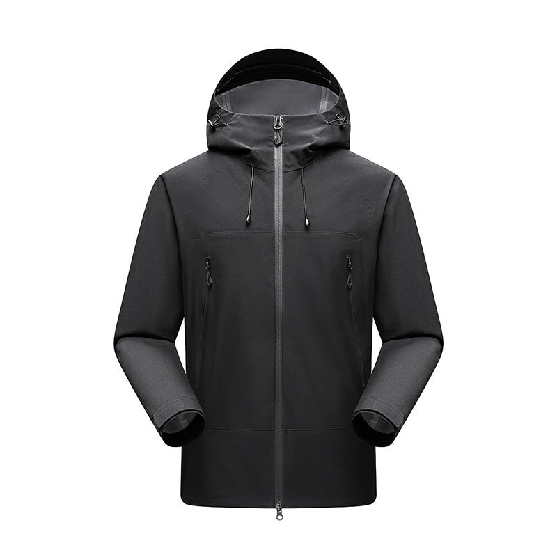 Herren Minimalistische technische dreilagige Softshelljacke mit versiegelten Nähten und wasserdichtem Frontreißverschluss Drune