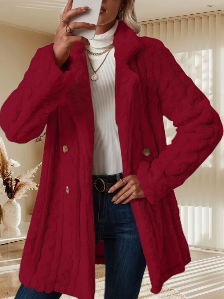 Damen Strickmantel mit besonderer Textur und eleganten Knopfdetails Drune