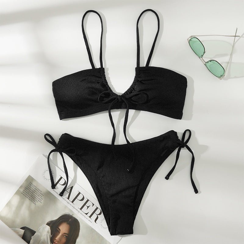 Damen Triangel-Bikini mit verstellbaren Schnürungen Drune