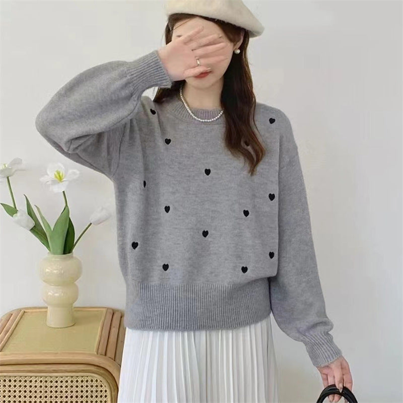 Damen Pullover mit Herz-Motiv und lässigem Schnitt Drune