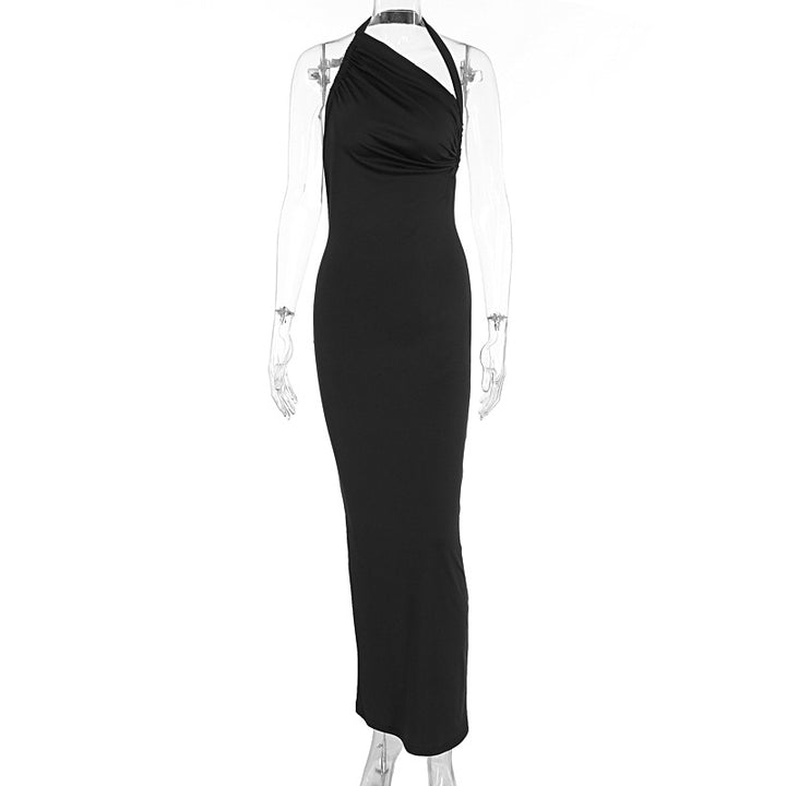 Damen Elegantes langes Wickelkleid mit schulterfreiem Design und gerafftem Oberteil Drune
