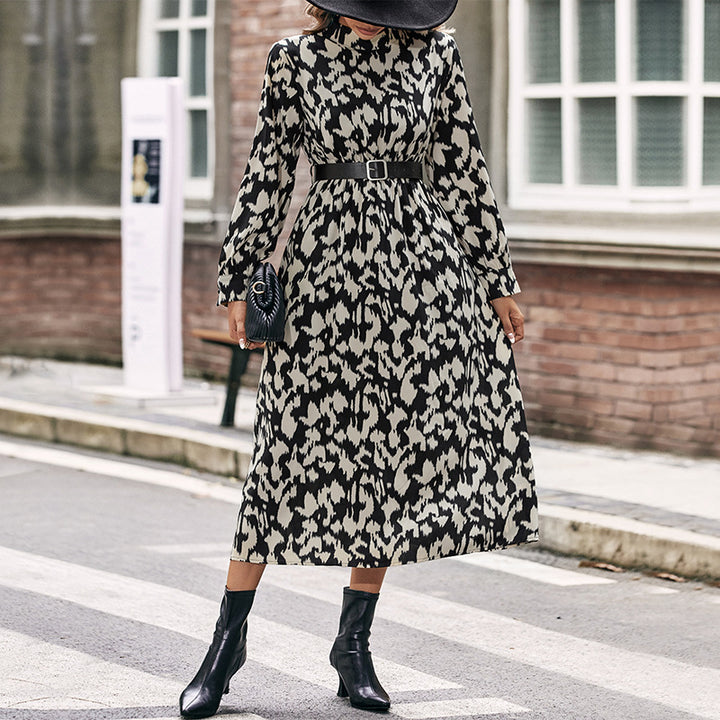 Damen Elegantes Kleid mit Taillengürtel Drune