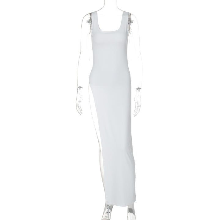 Damen Langarm Maxikleid mit hohem Schlitz Drune