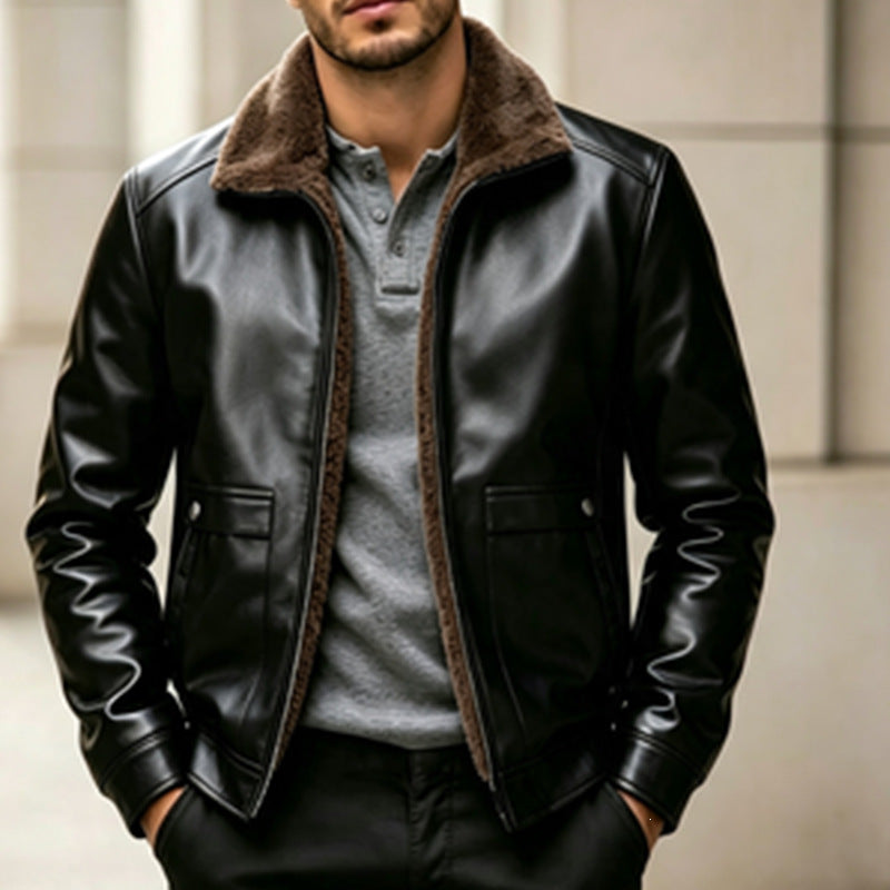Herren Elegante Kunstlederjacke im Vintage-Stil Drune