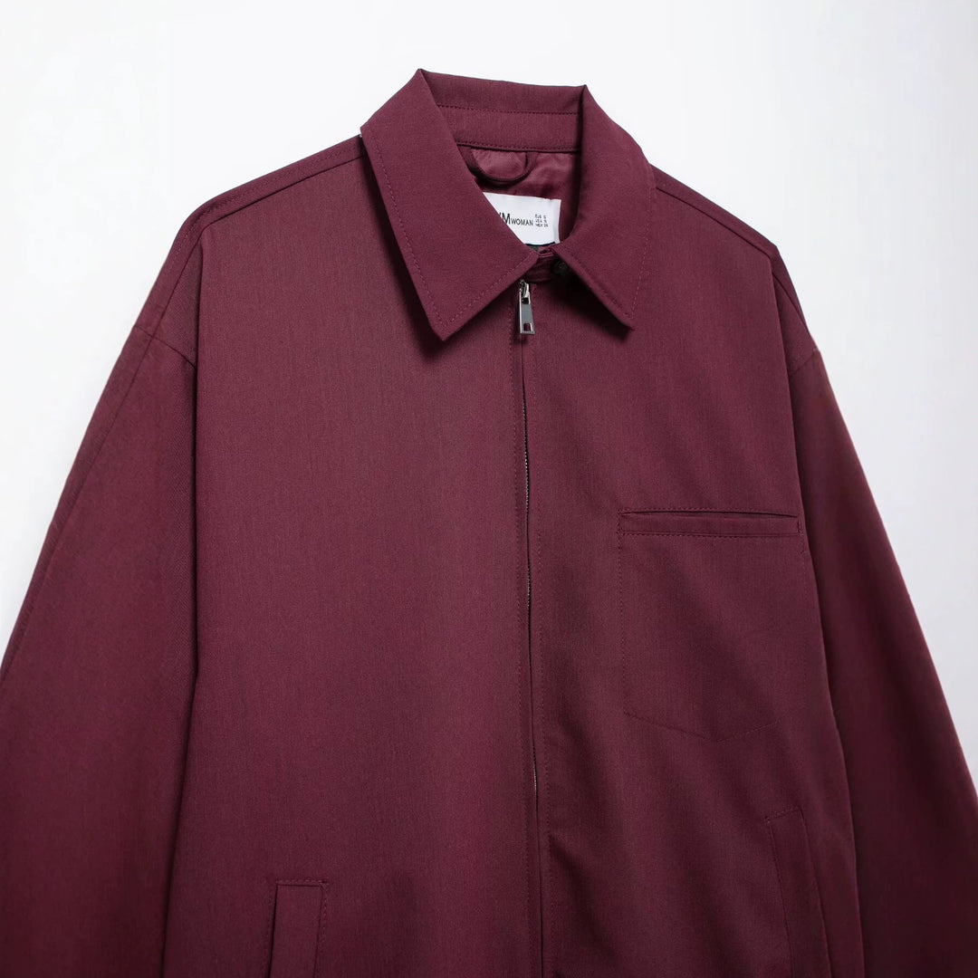 Damen Oversize Blousonjacke mit durchgehendem Reißverschluss und aufgesetzten Taschen Drune