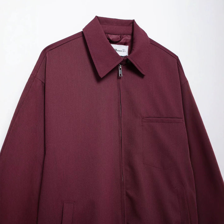 Damen Oversize Blousonjacke mit durchgehendem Reißverschluss und aufgesetzten Taschen Drune
