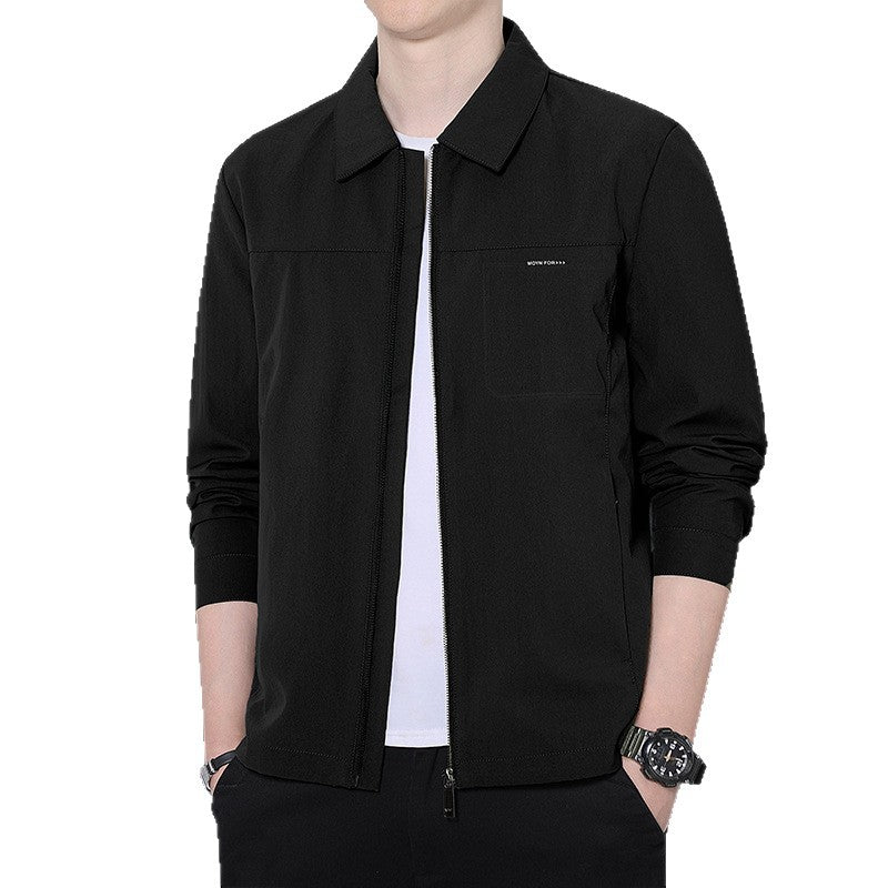 Herren leichte urbane Übergangsjacke mit Reißverschluss, Stehkragen und minimalistischem Design Drune