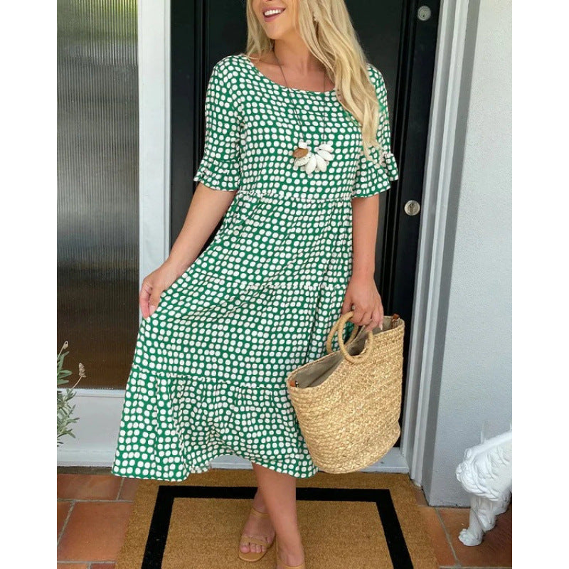 Damen Midi-Kleid im lässigen Boho-Stil mit reißfestem Material und elastischen Ärmeln Drune
