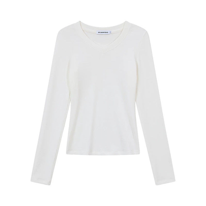 Damen Langarmshirt mit V-Ausschnitt und tailliertem Slim-Fit Drune