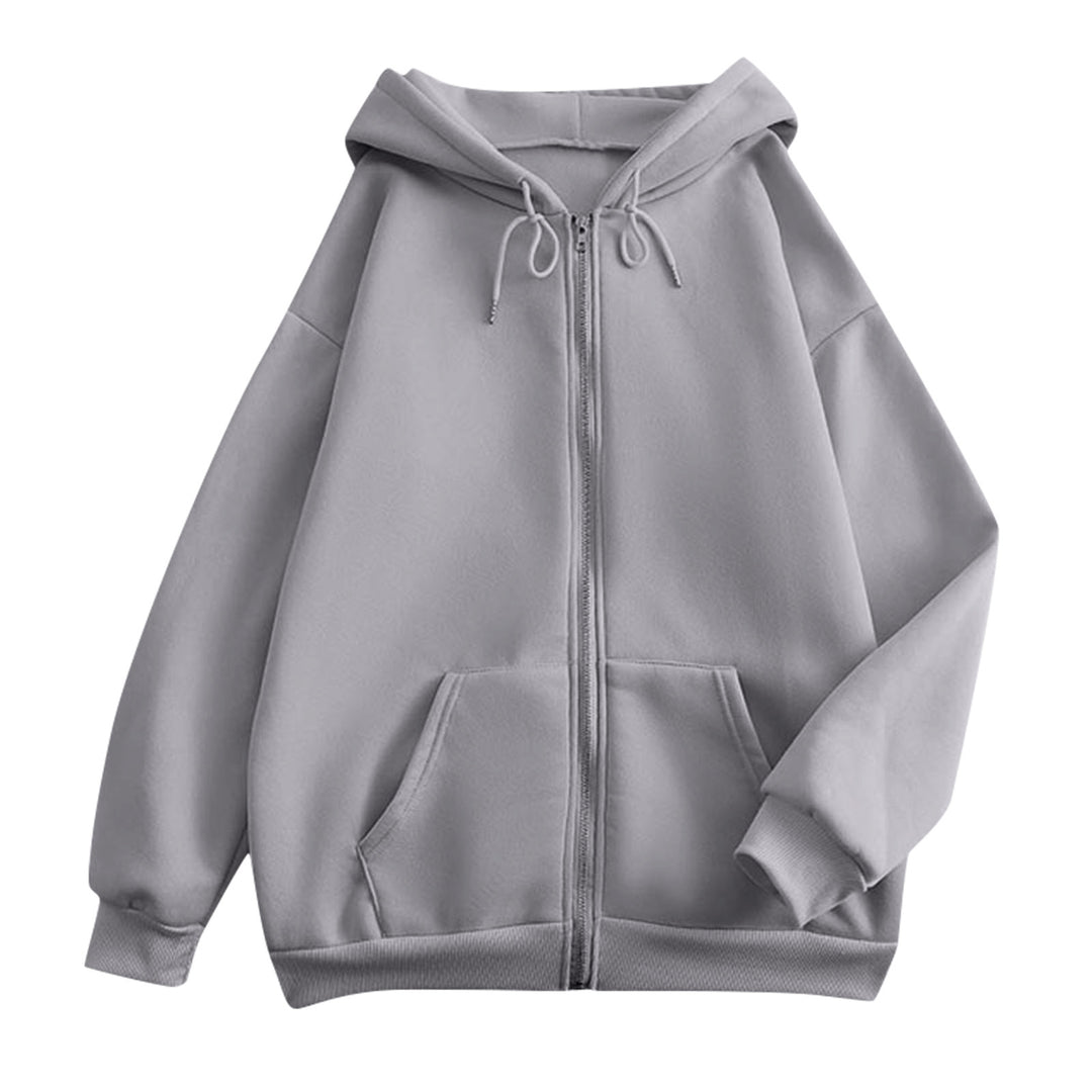 Damen nan extrabreite Zip-Kapuzenjacke mit weichem Fleecefutter, Kängurutaschen und gerippten Bündchen Drune
