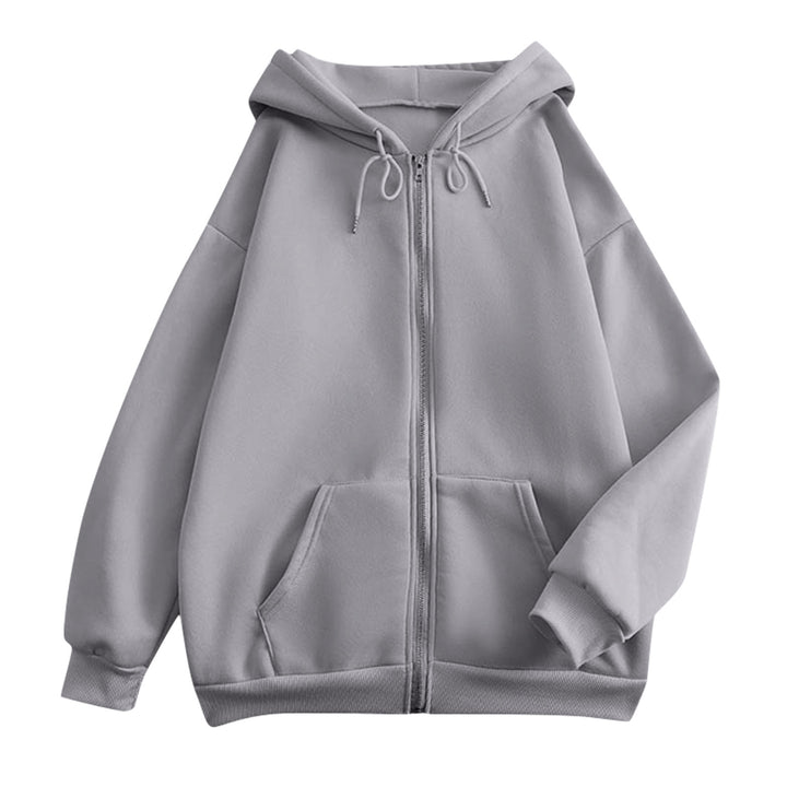 Damen nan extrabreite Zip-Kapuzenjacke mit weichem Fleecefutter, Kängurutaschen und gerippten Bündchen Drune