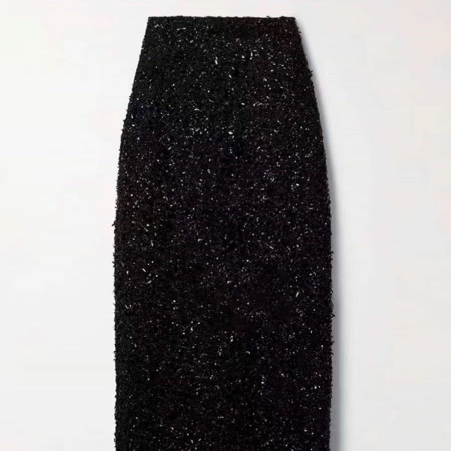 Damen Glitzernder Maxirock mit hohem Bund Drune