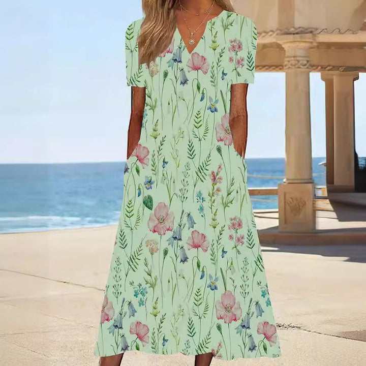 Damen Blumengemusterte Sommerkleid mit Taschen Drune