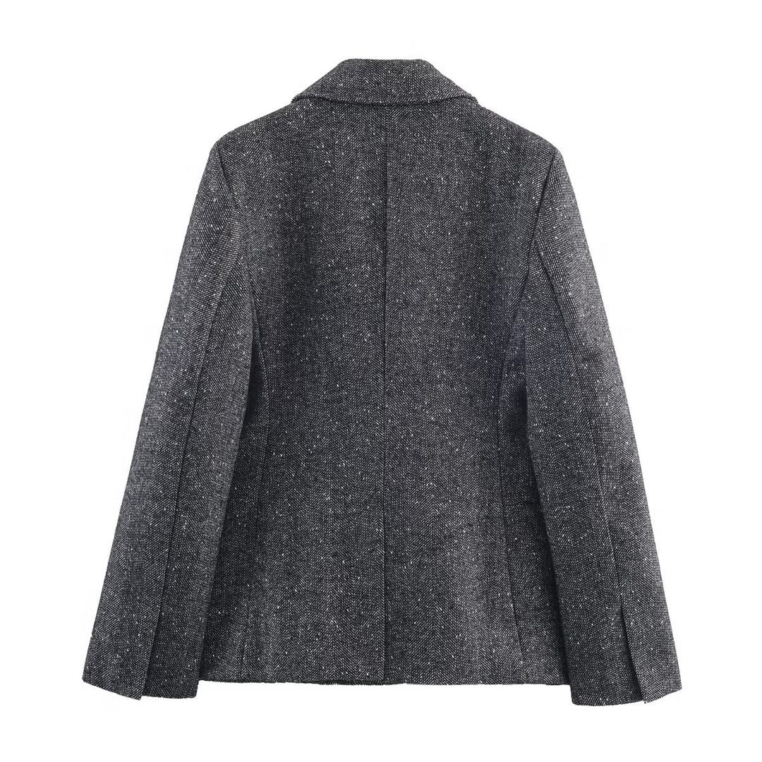 Damen Taillierter Tweed-Blazer mit Teilungsnähten und feiner Wollstruktur Drune