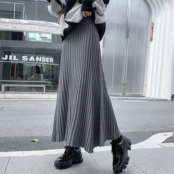 Damen Plissierter Maxirock mit elegantem Wellenmuster Drune