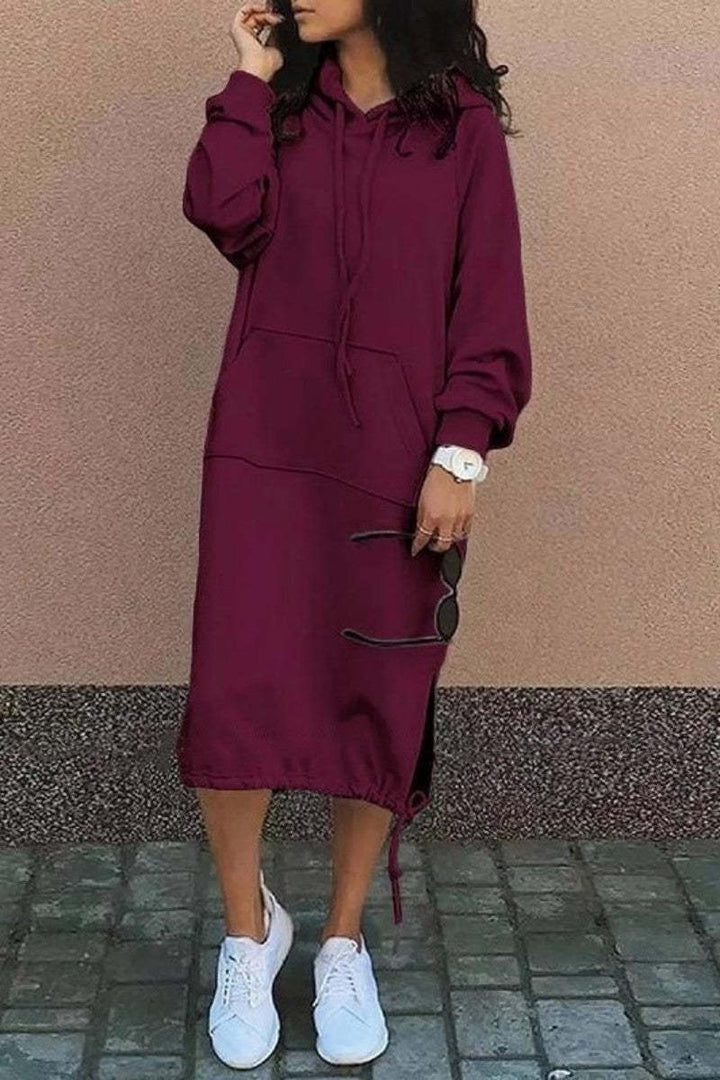 Damen Hoodie-Kleid mit seitlichen Eingrifftaschen und regulierbarem Saum Drune