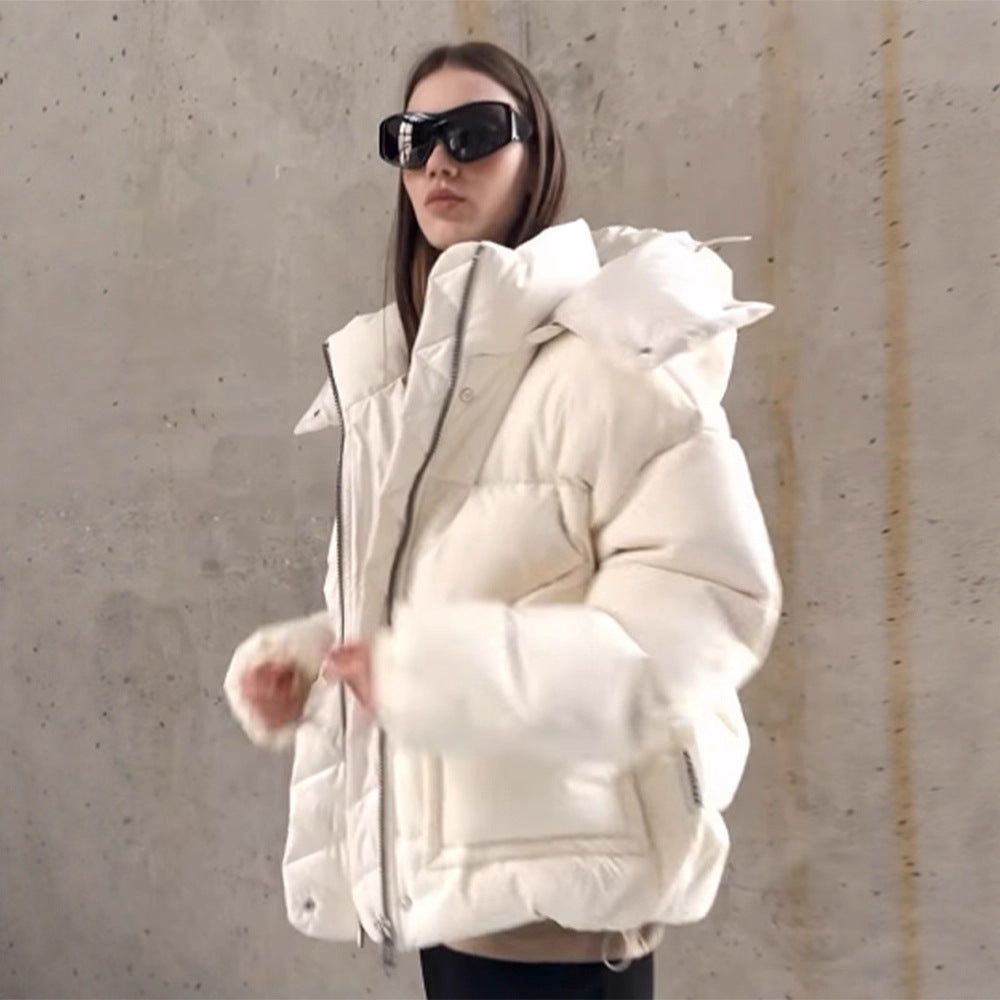 Damen Oversize Wattierte Pufferjacke mit extra hohem Stehkragen, zweifachem Frontreißverschluss und kastiger Silhouette Drune