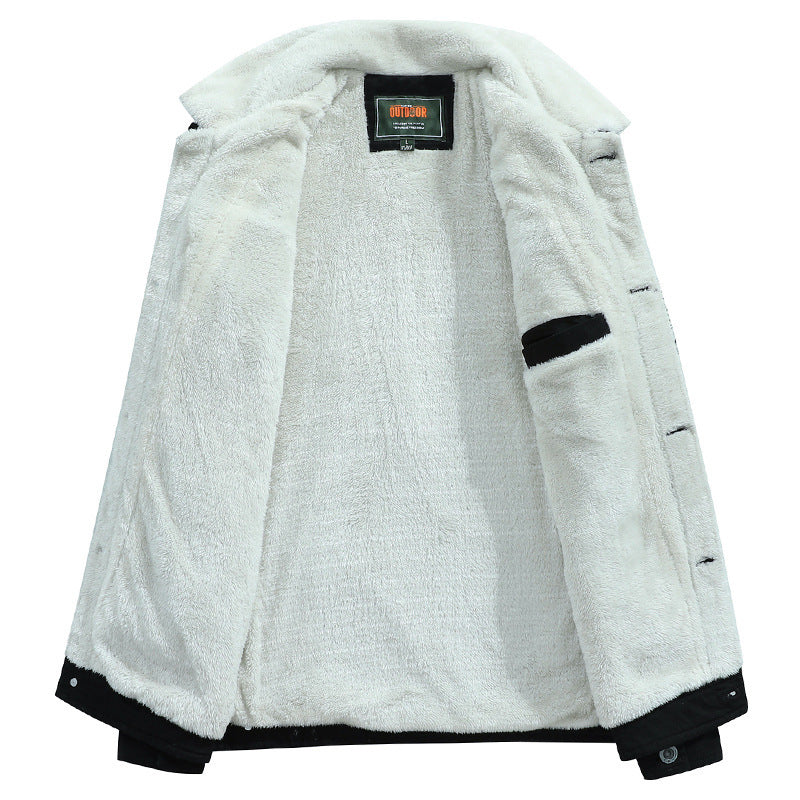Herren Sherpa-gefütterte Truckerjacke aus robustem Canvas mit Umlegekragen Drune
