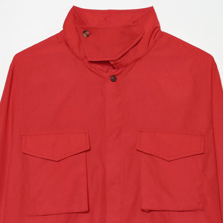 Damen Overshirt mit Stehkragen, aufgesetzten Brusttaschen und verdeckter Knopfleiste Drune