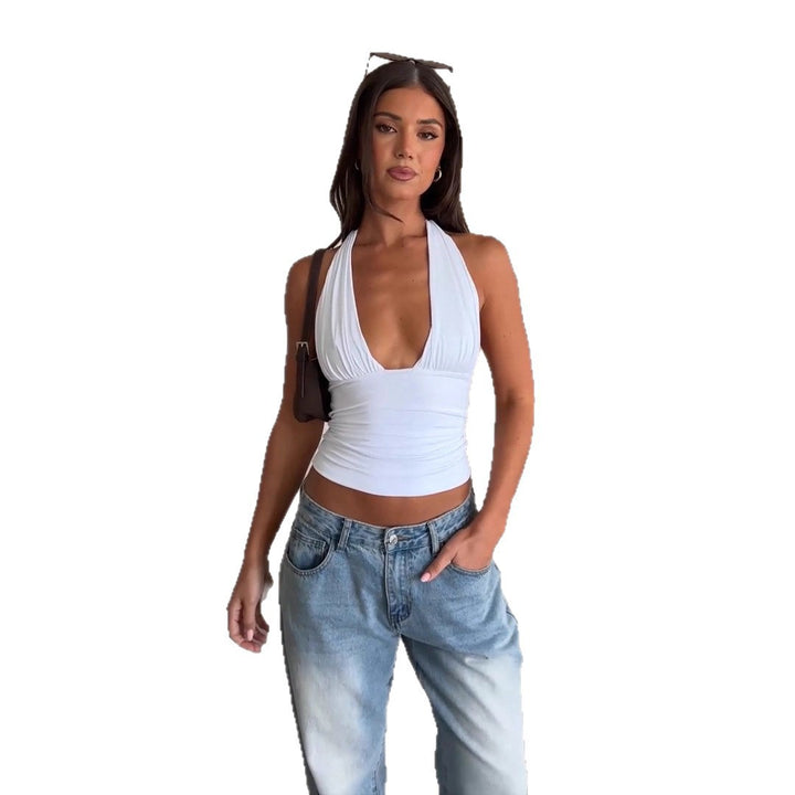 Damen Halter-Top mit raffiniertem Raffung Drune