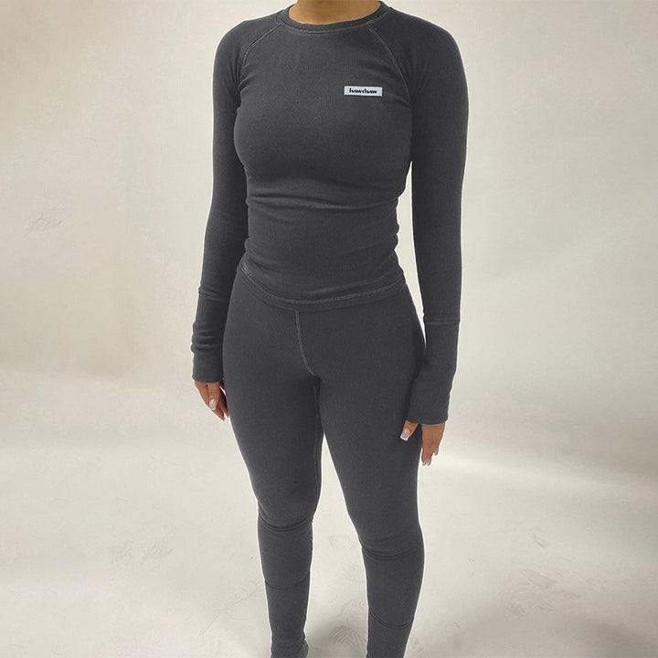Damen Sportliches Funktions-Set mit langärmligem Oberteil und enganliegender Hose Drune