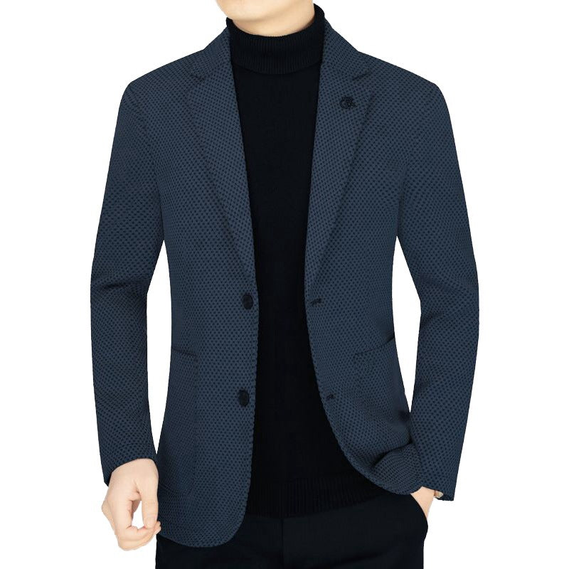 Herren Unstrukturiertes Slim-Fit ReisDrunelazer aus strukturierter Strickoptik mit aufgesetzten Taschen Drune