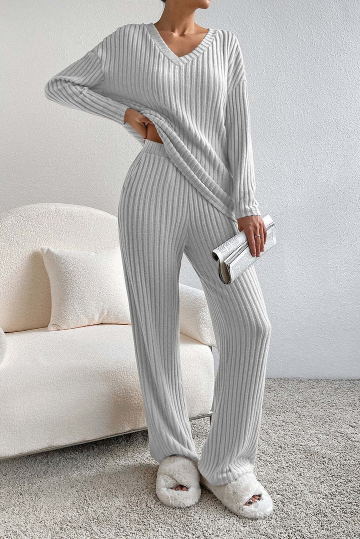 Damen Relaxed Loungewear-Set mit Rippenstruktur Drune