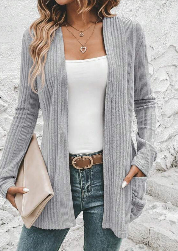 Damen Strickjacke mit offenem Design und praktischen Taschen Drune