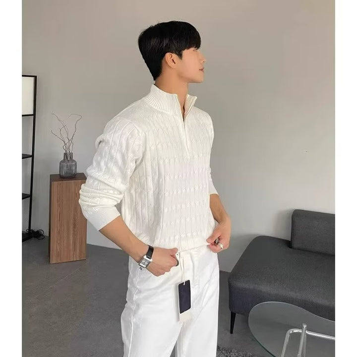 Herren Strickpullover mit Zopfmuster und Rollkragen Drune
