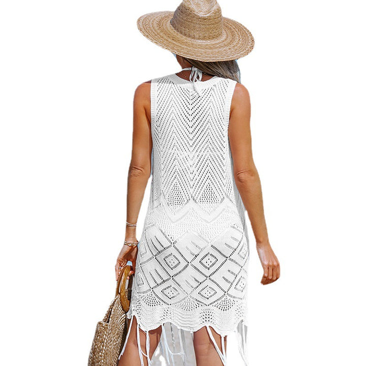 Damen gehäkeltes Strandkleid mit fransigen Details Drune