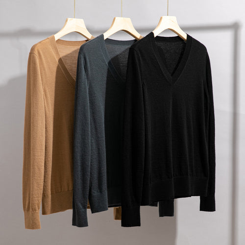 Herren Feiner V‑Ausschnitt-Pullover aus Merinomischung mit leichtem Strukturstrick Drune
