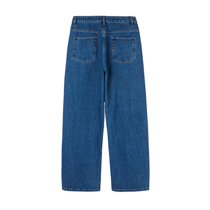 Damen Weite Denim-Jeans mit hoher Taille, geradem Bein und Fünf-Taschen-Design Drune