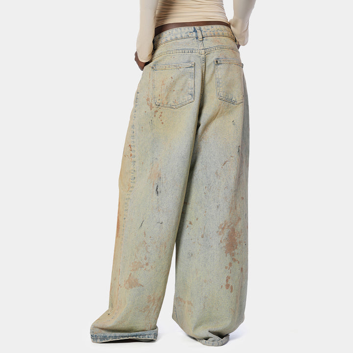 Damen Weite Jeans mit Kunstwerk-Design Drune