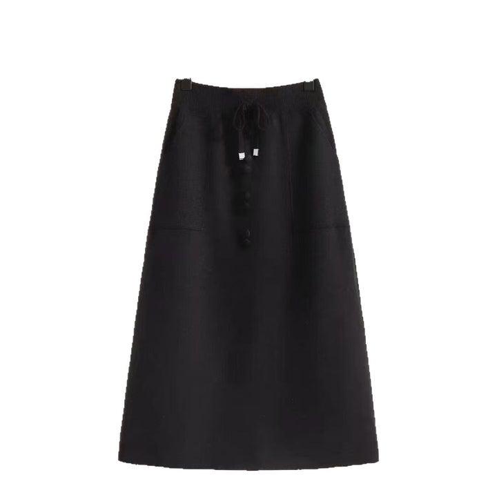 Damen Vintage Rock mit Knopfdetails und elastischem Bund Drune