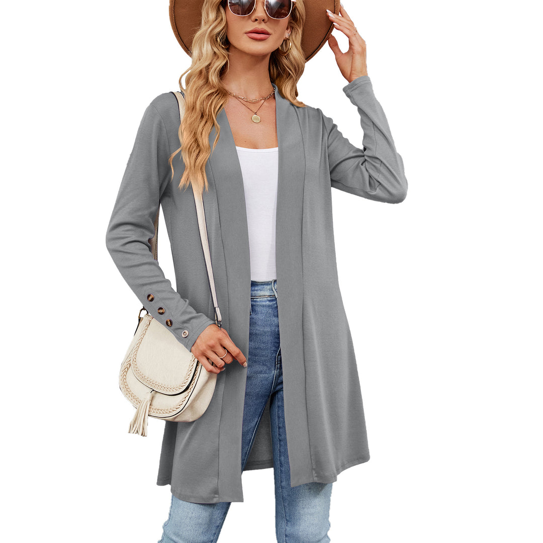 Damen longline Cardigan mit modischen Knopfdetails und offener Front Drune