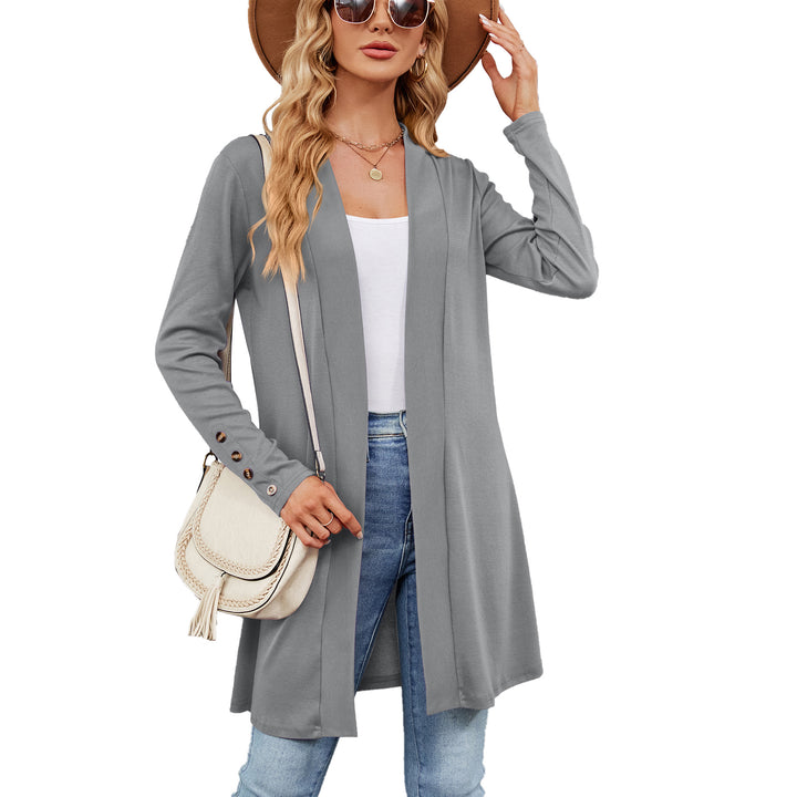 Damen longline Cardigan mit modischen Knopfdetails und offener Front Drune
